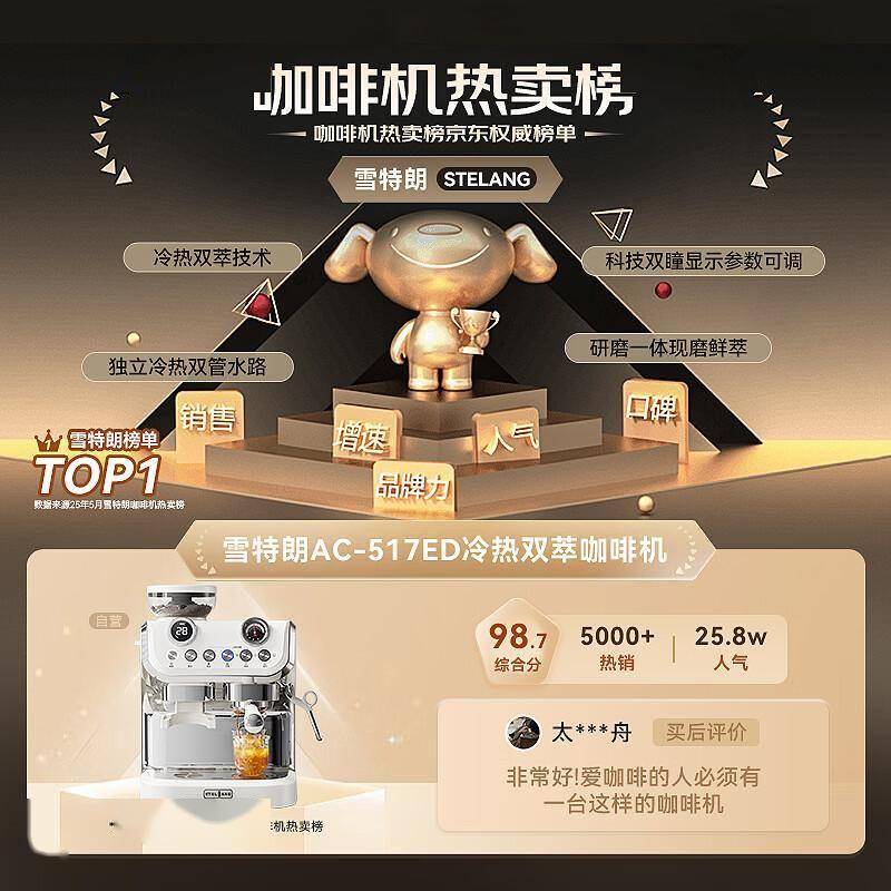 原創在家復刻咖啡館！雪特朗雙鍋爐咖啡機解鎖專業級香醇